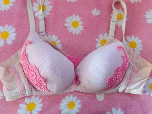 Pretty Pink Lace Trim Bra