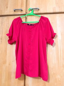 Vibrant Pink Button-Up Blouse