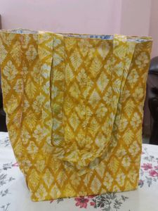 Yellow Floral Print Tote Bag