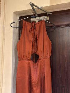 Elegant Rust Halter Jumpsuit