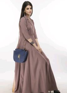 Elegant Mauve Collared Maxi Dress