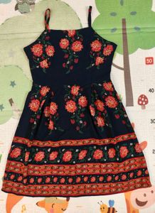 Women Summer Floral Blue Spaghetti Dress