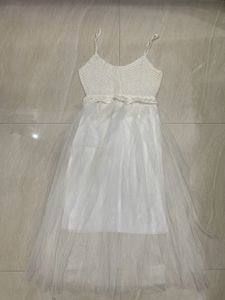 White Crochet Tulle Gown