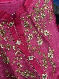 Pink Gota-patti Work Kurta With dupatta