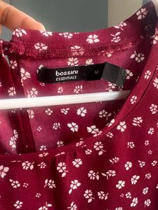 Maroon Floral Print Top