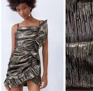 ZARA Metallic Ruched Mini Dress