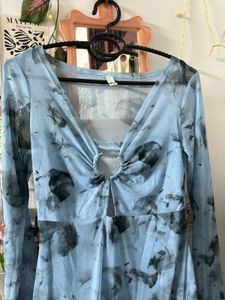 mesh blue party dress