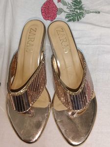 Zaras Gold Heels