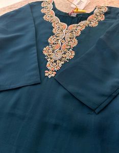 Embroidered Teal Kurta and dupatta