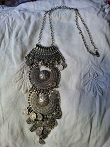 Boho Silver Oxidized Necklace