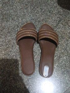 Sparkling Brown Flat Sandals
