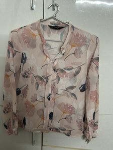 Sheer Floral Print Blouse