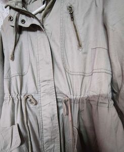 Khaki Drawstring Waist Anorak Jacket