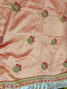 Elegant Peach Embroidered Saree