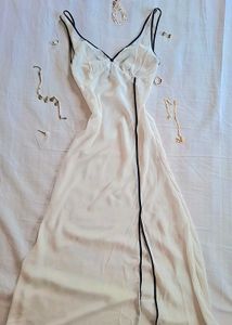 Elegant White with blue trim slip dress 🎀