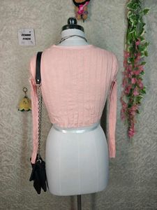 Cute Pink Cropped Cardigan
