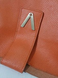 Vera Pelle Italy Orange Leather Crossbody Bag