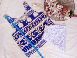 Blue Floral Romper Set