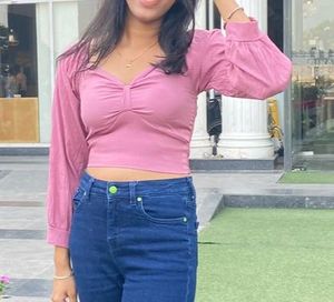 Pink Long Sleeve Crop Top