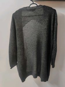 Chemistry Grey Longline Crochet Cardigan