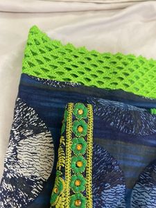 Embroidered Blue Kurta with Green Dupatta