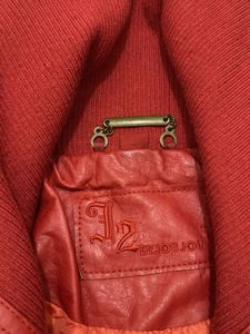 Red Faux Leather Bomber Jacket waist length