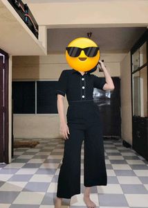 Chic Black Jumpsuit with White Accents