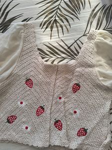 Strawberry Cropped Sweater