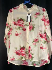 Floral Print Sheer Blouse