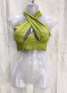 I. Green Halter Neck Crop Top