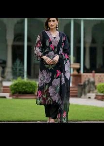 Black Floral Kurta Set with Dupatta
