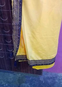 Elegant Blue &amp; Yellow Saree