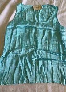 pure satin Chic Teal Sleeveless Tank Top