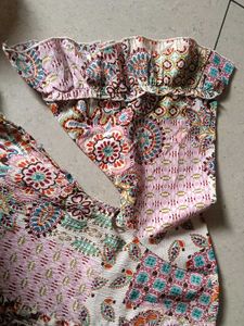 Boho Print Button-Down Kurta with belt