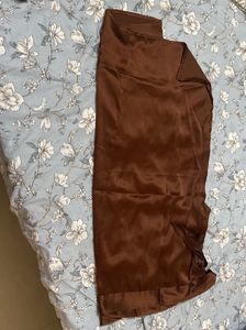 😭 Brown Satin Blouse With Wrap Skirt(