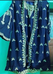 Elegant Navy Embroidered Kurti Set