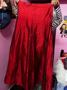 Vibrant Red Ethnic Skirt