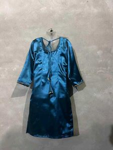 Teal Satin Kurta Set without duppatta