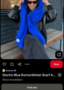 Vibrant Electric Blue Mohair Scarf