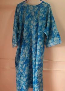 Blue Embroidered tie die kurti