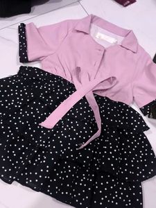 Cute Pink & Black Polka Dot Dress