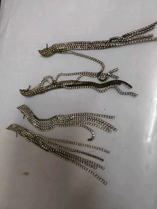 Rhinestone Tassel Earrings 2 Pairs Long