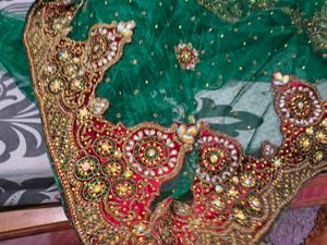 Ravishing Heavy Green Net Saree
