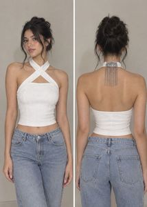 Sparkling Chain Halter Neck Top