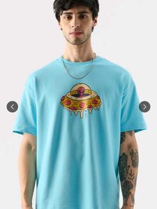 Men's New Souled store Oversized Alien BlueTshirt