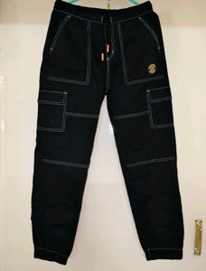 Black Cargo Pants with White Stitching