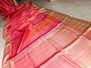 Pure Tussar Silk Multishade Saree