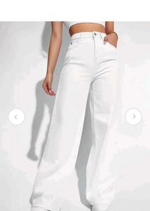 white High Waisted Wide Leg Jeans