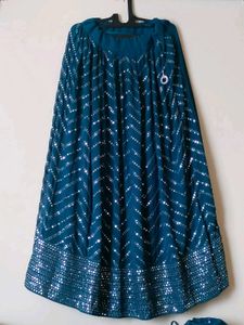 Teal Sequined Lehenga Choli Set