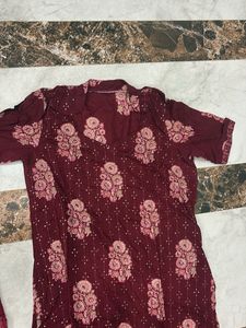 Maroon Floral Kurta Set